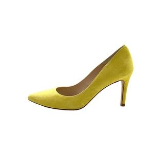 L.K. Bennett Floret Lemon Chartreuse Yellow Genuine Suede Leather 3in Pump Heels